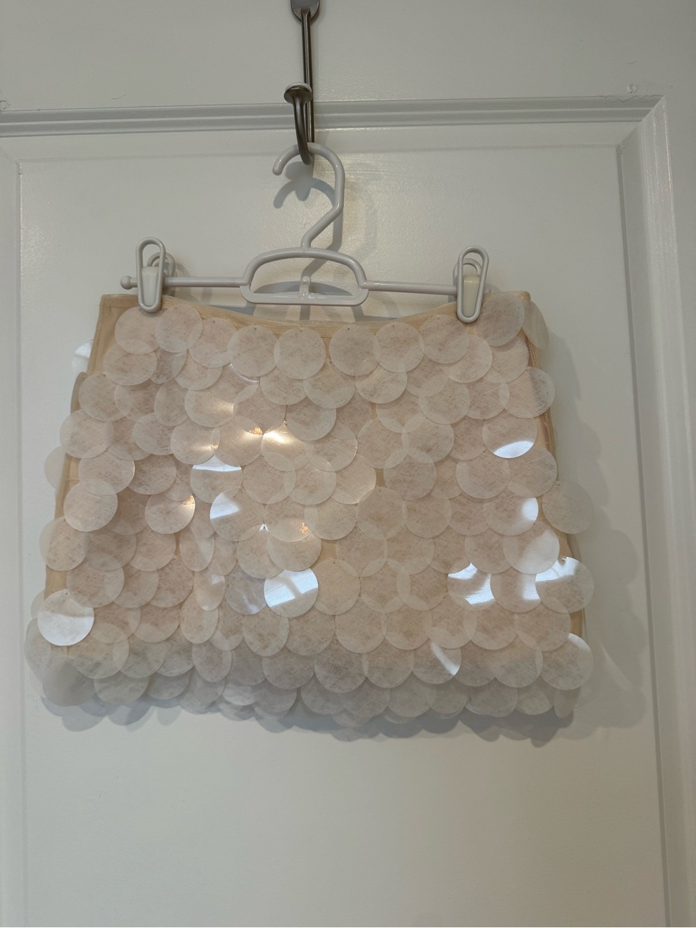 Edikted Cream Sequin Circle Mini Skirt
